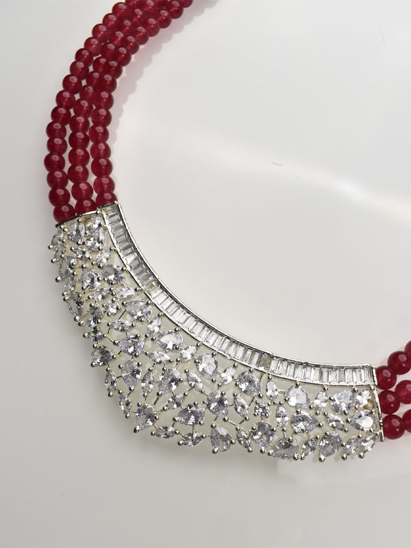  White Stone Necklace Set
