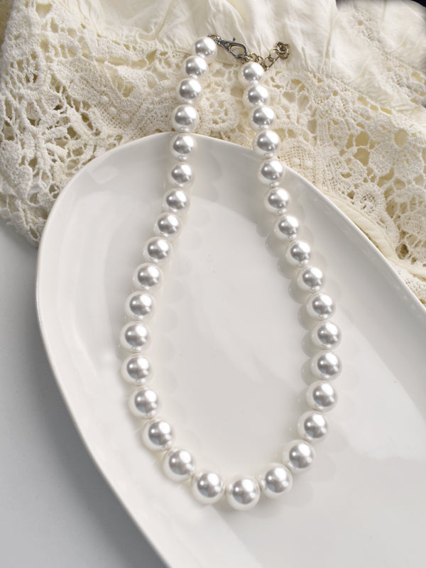 White Beads Necklace | Single Line Necklace