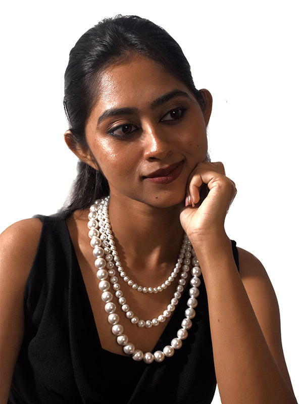 Three Line Mala | White Necklace