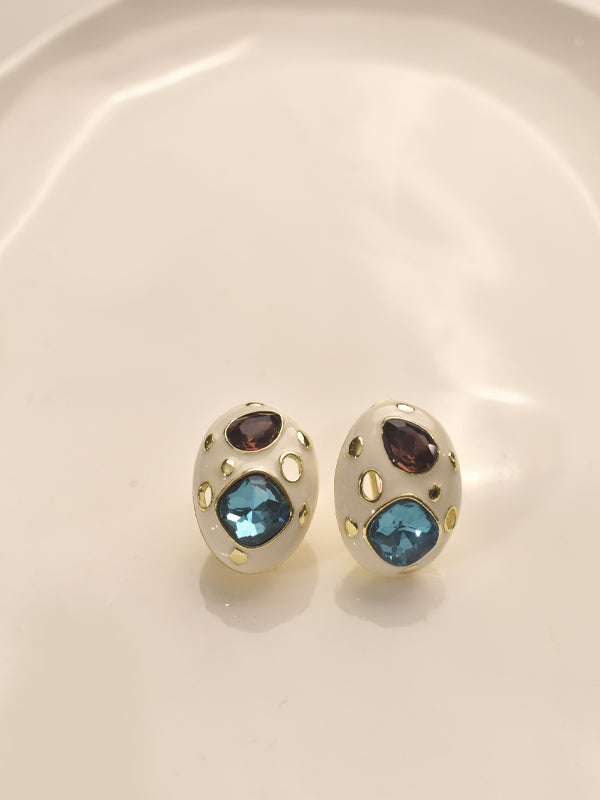 White Studs with Stone 