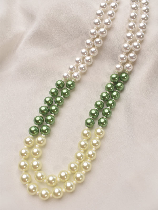 White and Green Pearl Necklace