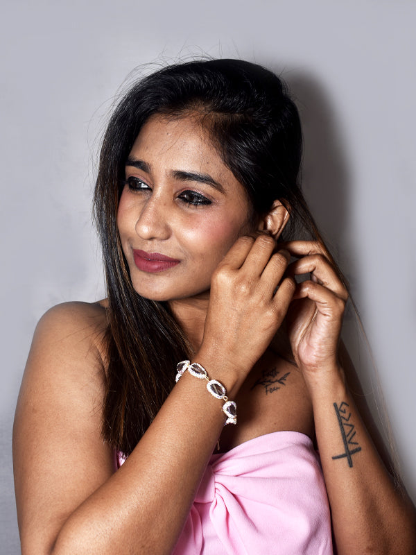 Woman wearing a bracelet with stones | beautiful design bracelet for women