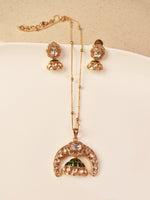 Load image into Gallery viewer, arch-shaped pendant and matching drop earrings
