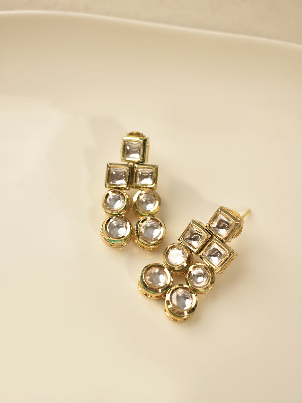 clear square and round crystals Earring