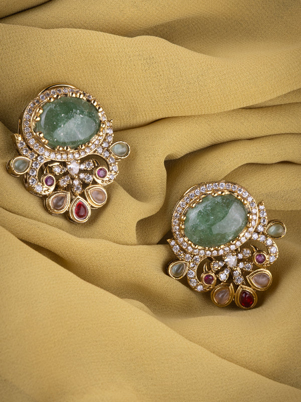 large oval green gemstones