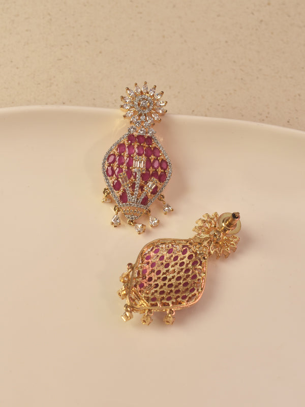 pinkish-red stones Earring