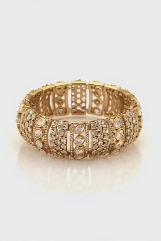 Golden Bracelet with Kundan and AD Stones  | Golden Bracelet with Intricate Design
