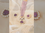Kundan Pendant Set | Purple Beads