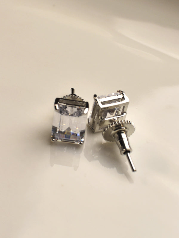 silver earrings with clear gemstones 
