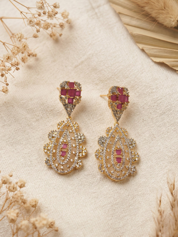 statement earrings with pink gemstone 
