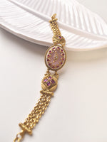 Load image into Gallery viewer, Golden Bracelet with Pink Gemstones | Beautiful Pink Bracelet
