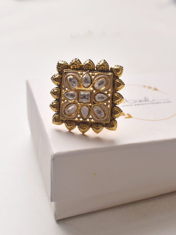 Kundan Finger Rings | Golden Finger Rings For Women