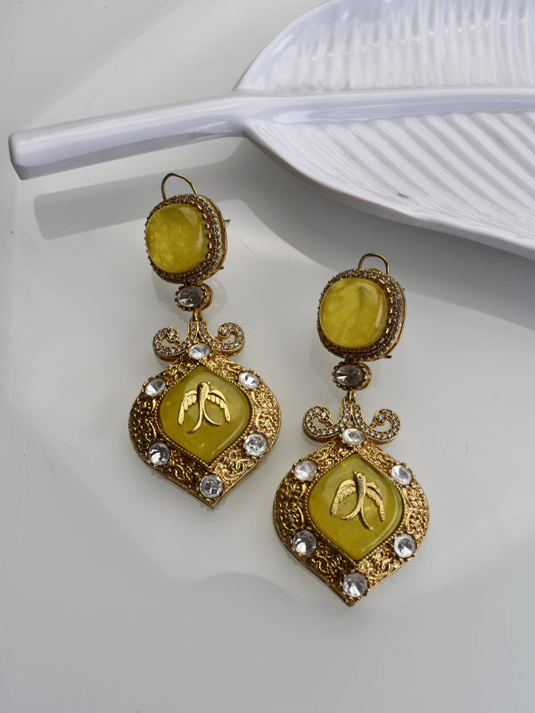 Yellow Stone Earrings | Long Earrings