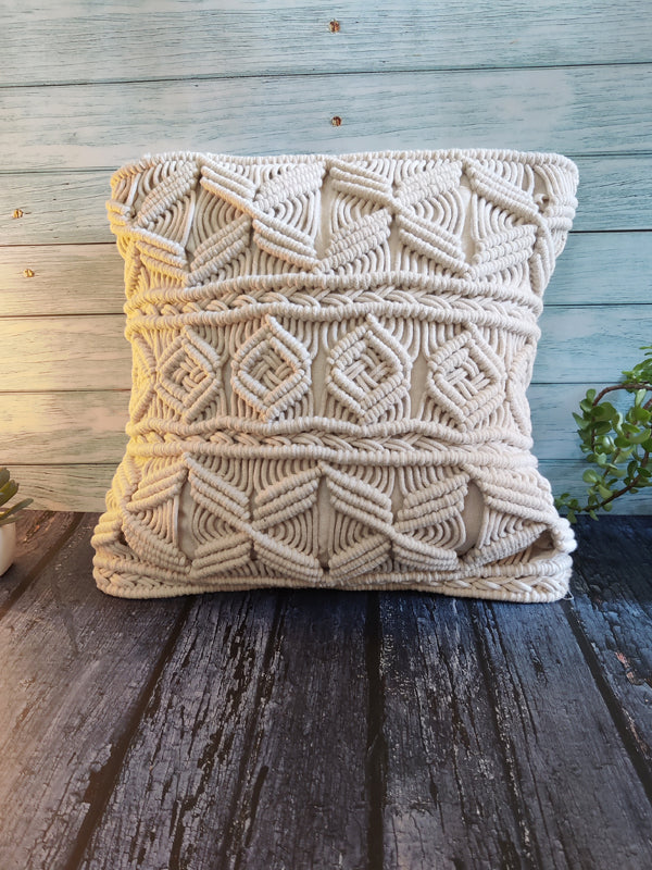 WHITE MACRAME Cushion Cover