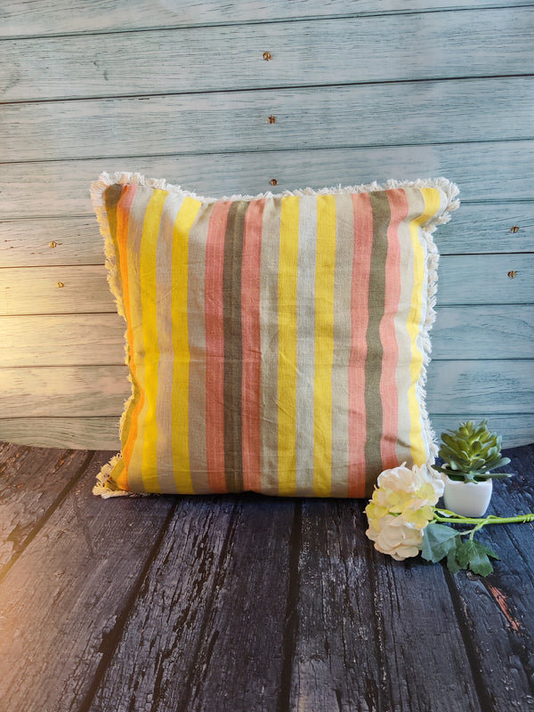 yellow and orange with lace Cushion Cover