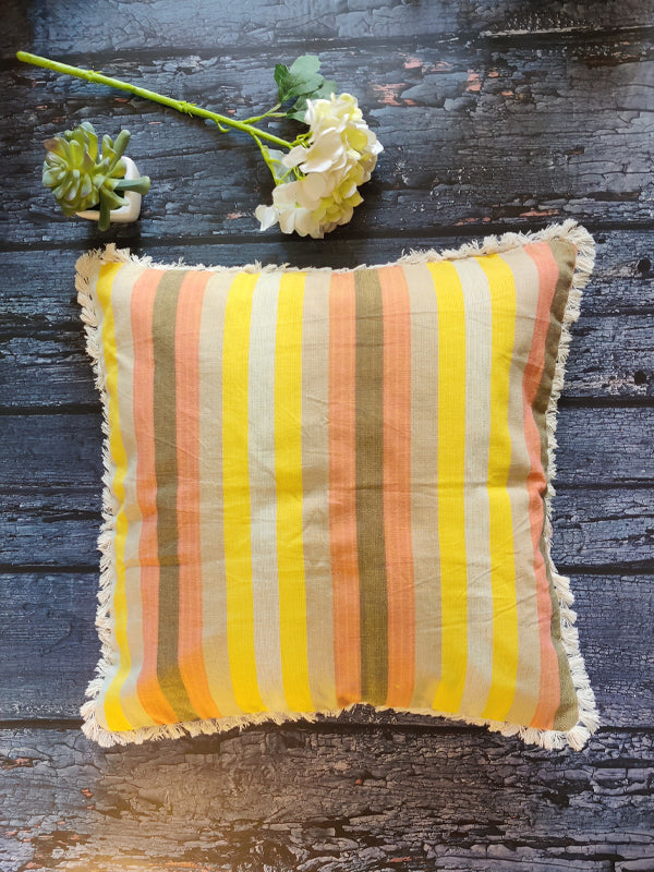 yellow and orange with lace Cushion Cover