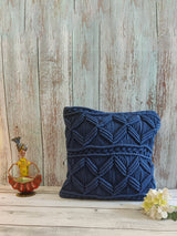 Blue macrame Cushion Cover