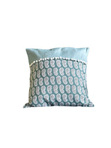 Sea Green Cotton Cushion with white lace