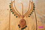Load image into Gallery viewer, Green Bridal Necklace Set | Golden Necklace For Wedding
