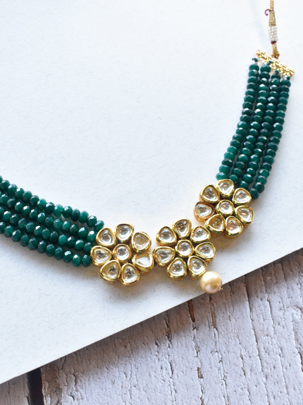 Green Beads Choker | Kundan Choker