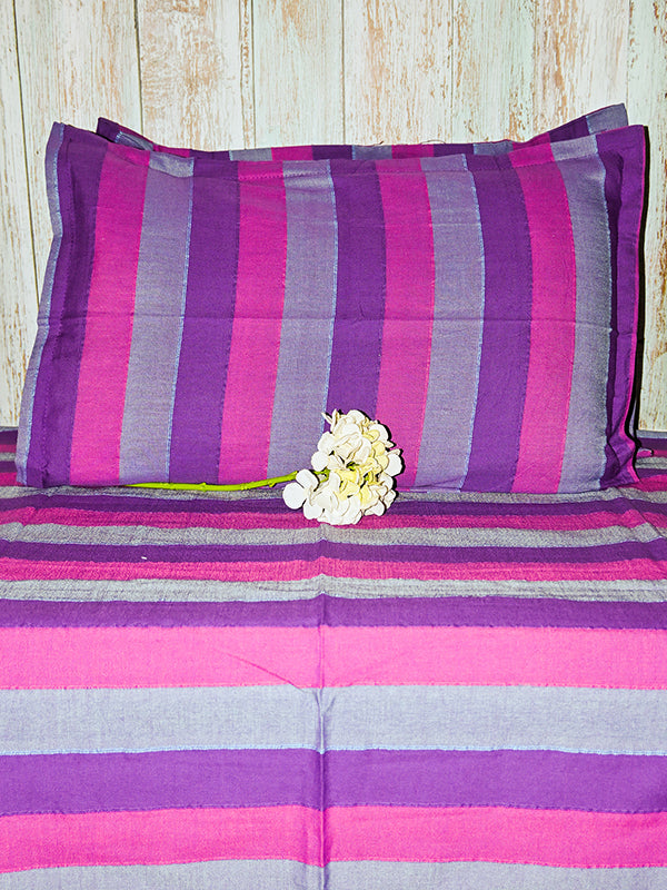 3 Color Violet and Pink and Blue Bedsheet
