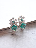 Load image into Gallery viewer, Teal Green CZ Studs
