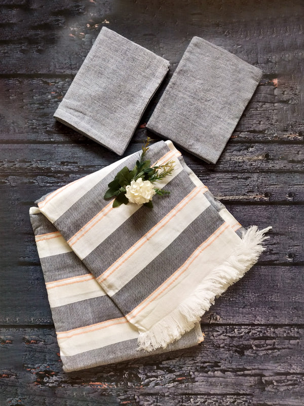 Gray and White with Orange Stripes