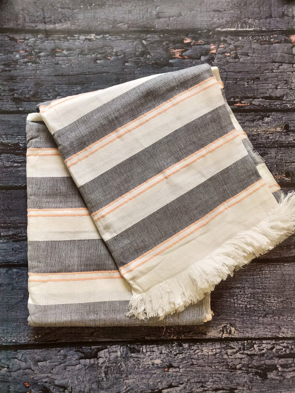 Gray and White with Orange Stripes