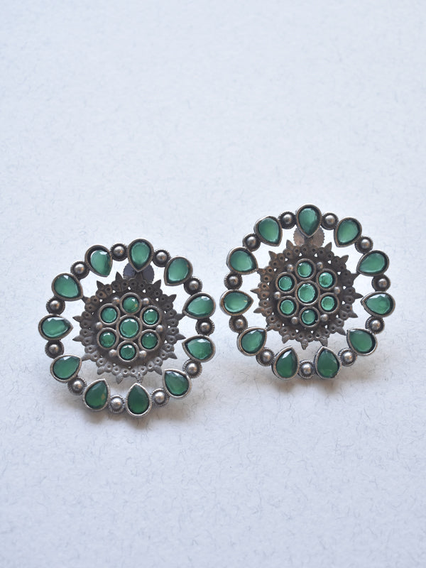 Green Stud Earrings | Round Earrings