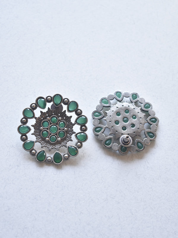 Green Stud Earrings | Round Earrings