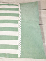 Green and White Stripes Handloom Cushion Cover