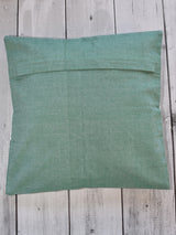 Green and White Stripes Handloom Cushion Cover