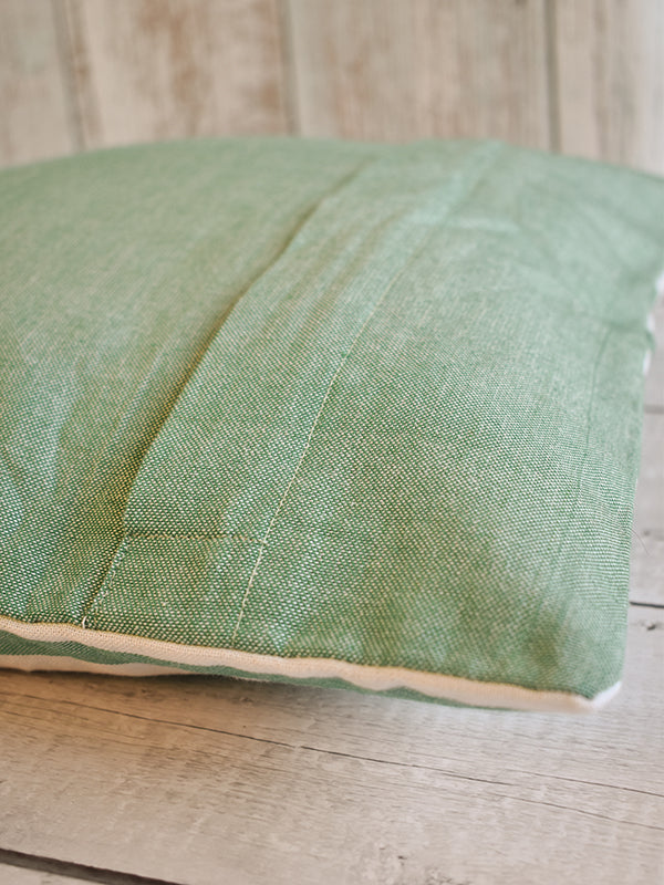 Green and White Stripes Handloom Cushion Cover