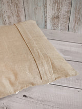 Light Brown Jute Cotton with White Lace Cushion Cover