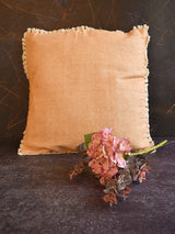 Orange Cushion Cover with Lace Borders