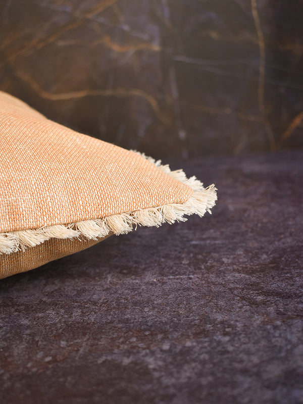 Orange Cushion Cover with Lace Borders