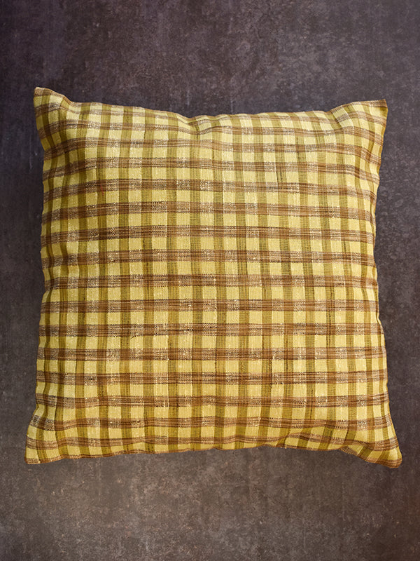 Green and Brown Checks Cushion Cover