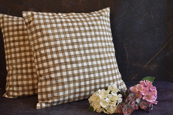 White and Brown Checks Cushions