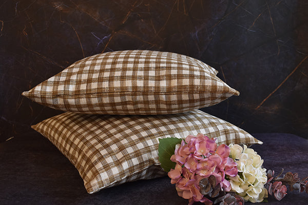 White and Brown Checks Cushions