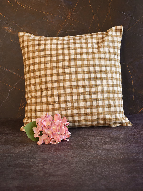 White and Brown Checks Cushions