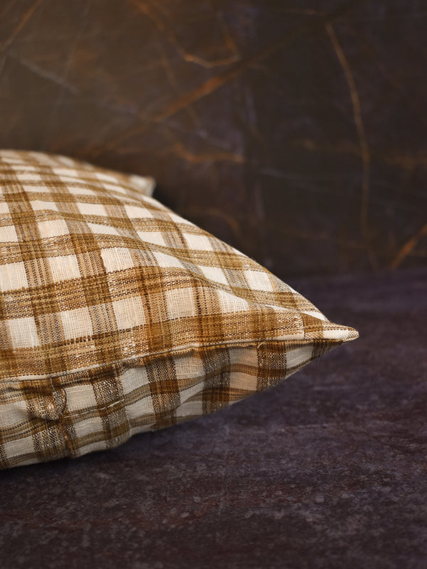 White and Brown Checks Cushions