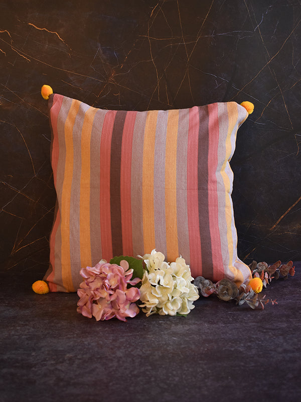 Multiple Color Cushion with Pom Pom