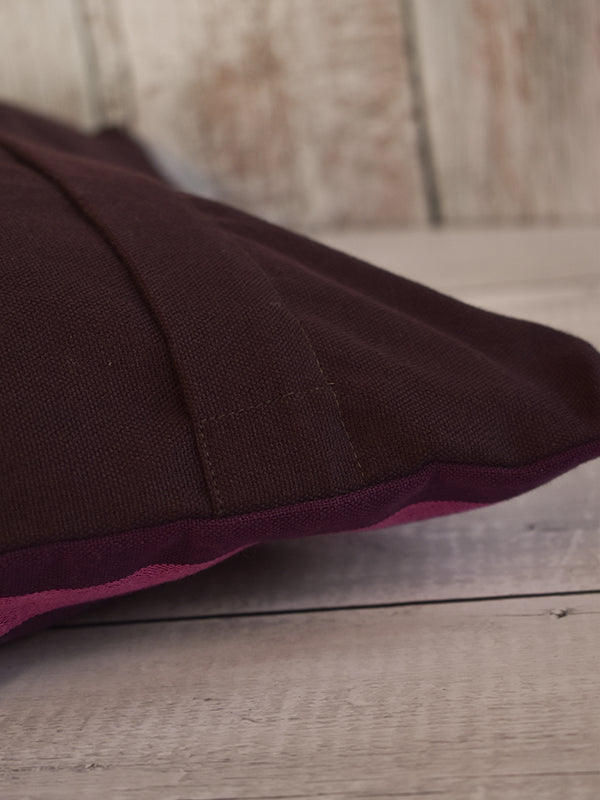 Pink and Brown Cushion Cover with Wooden Buttons