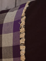Brown and Purple Checks Combination Cushion Cover