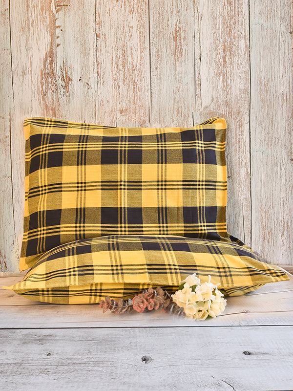 Blue and Yellow Checks Pillow Covers