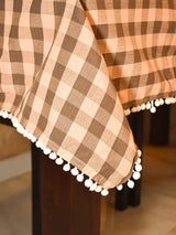 Brown and Orange Checks Table Cloth for 6 Seater