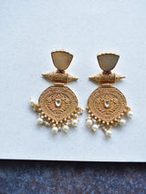 Golden Earrings | Semi Precious Stone