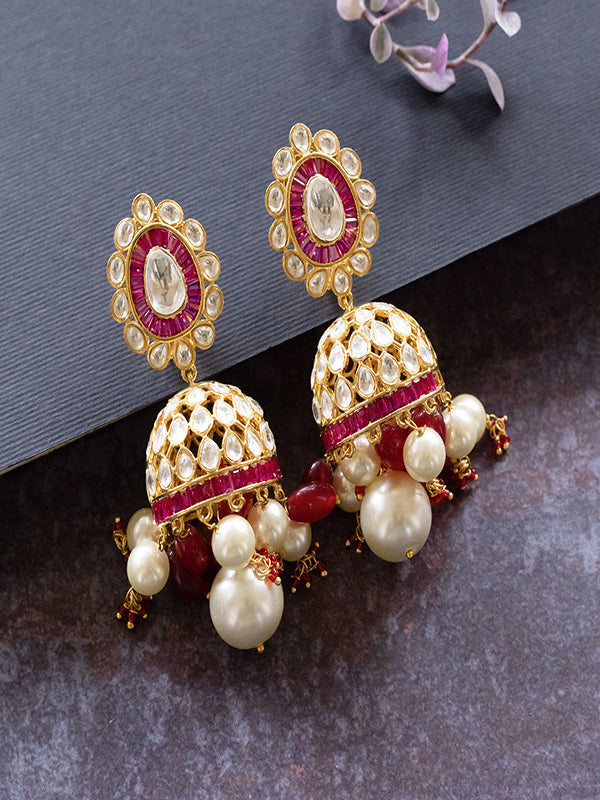 Golden Kundan Jhumka | Kundan Jhumka