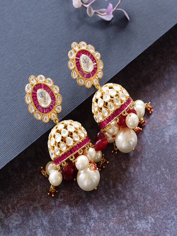 Golden Kundan Jhumka | Kundan Jhumka